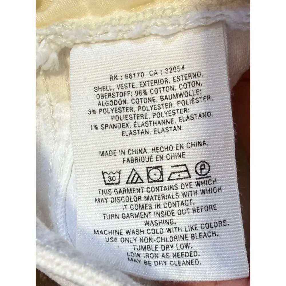 Anthropologie Pilcro Side Crochet Skinny Ankle Length White Denim Jeans Size 29